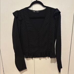 Zara Black Ruffled Blouse